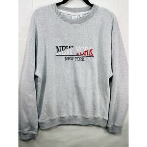 Vintage ESY Surf Co Women's Gray New York‎ Patriotic Crewneck Sweatshirt Sz 2XL